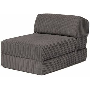 Loft 25 - Jumbo Cord z Bed Single Size Fold Out Chairbed Sofa Seat Foam Guest Futon Chair - Charcoal