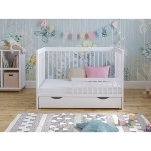 LOVE FOR SLEEP Luca Cot Bed 120x60cm with drawer & Aloe Vera mattress (White)