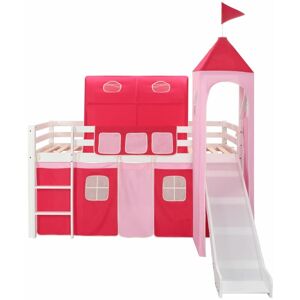 BERKFIELD HOME Mayfair Children's Loft Bed Frame with Slide Ladder Pinewood 208x230 cm