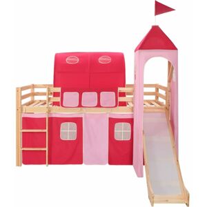 BERKFIELD HOME Mayfair Children's Loft Bed Frame with Slide & Ladder Pinewood 208x230cm
