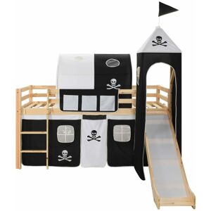BERKFIELD HOME Mayfair Children's Loft Bed Frame with Slide & Ladder Pinewood 97x208 cm