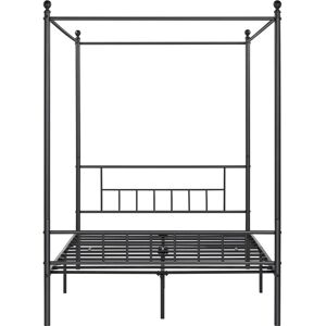 Yaheetech - Metal Canopy Bed Frame Four-poster Canopied Platform Bed with Headboard and Footboard, Black