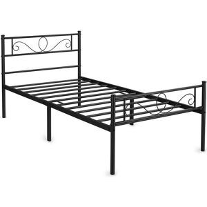 Yaheetech 3ft Single Iron Platform Bed with Scroll Design Headboard and Footboard， Black