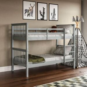 HOME DISCOUNT Milan 3ft Single Solid Pine Wood Detachable Bunk Bed, Grey
