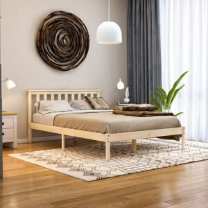 HOME DISCOUNT Milan 4ft6 Double Solid Pine Wood Bed Frame, Low Foot End, Pine, 190 x 135 cm