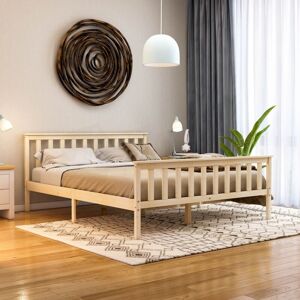 Home Discount - Milan 5ft King Size Solid Pine Wood Bed Frame, High Foot End, Pine, 200 x 150 cm