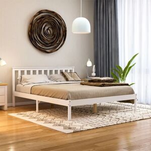 Home Discount - Milan 5ft King Size Solid Pine Wood Bed Frame, Low Foot End, White, 200 x 150 cm