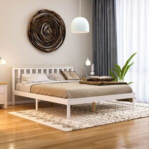 HOME DISCOUNT Milan 5ft King Size Solid Pine Wood Bed Frame, Low Foot End, White-&-Pine, 200 x 150 cm