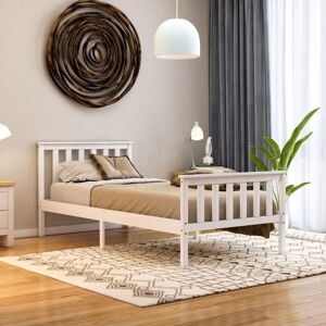 Home Discount - Milan 3ft Single Solid Pine Wood Bed Frame, High Foot End, White, 190 x 90 cm