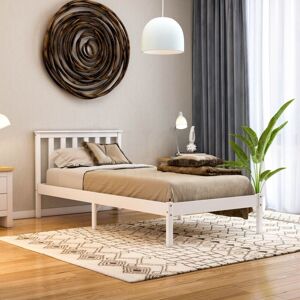 Home Discount - Milan 3ft Single Solid Pine Wood Bed Frame, Low Foot End, White, 190 x 90 cm