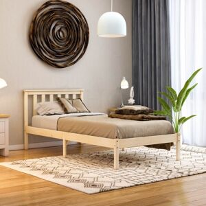 HOME DISCOUNT Milan 3ft Single Solid Pine Wood Bed Frame, Low Foot End, Pine, 190 x 90 cm