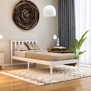 Home Discount - Milan 3ft Single Solid Pine Wood Bed Frame, Low Foot End, White-&-Pine, 190 x 90 cm