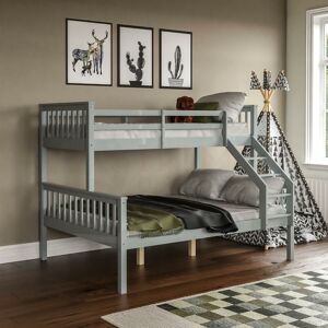 HOME DISCOUNT Milan Triple Sleeper Solid Pine Wood Detachable Bunk Bed, Single & Double Bed, Grey