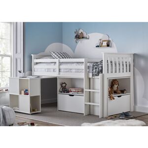 BEDMASTER Milo Sleep Station Desk Storage Kids Bed White