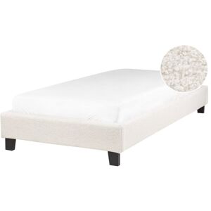 Beliani - Minimalistic Modern Fabric Upholstery eu Single Bed Frame 3ft Cream Beige Boucle Roanne - Beige