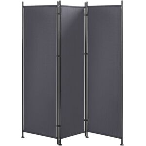 Beliani - Modern Decorative Room Divider 3 Panels Polyester Black Frame Grey Narni - Grey