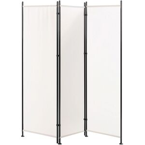 Beliani - Modern Decorative Room Divider 3 Panels Polyester Black Frame White Narni - White