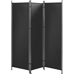 Beliani - Modern Decorative Room Divider 3 Panels Polyester Steel Frame Black Narni - Black