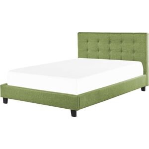 BELIANI Modern Fabric Bed Frame EU Super King Size 6ft Tufted Green La Rochelle - Green