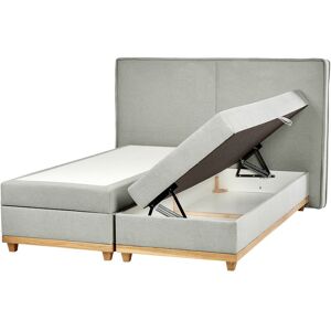 BELIANI Modern Fabric Divan Bed Set with Storage eu King Size 5ft3 Light Grey Bonell Spring Mattress Continental Ottoman Bed Dynasty - Grey