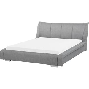 BELIANI Modern Fabric eu Super King Bed Frame 6ft Light Grey Slatted Base Nantes - Grey