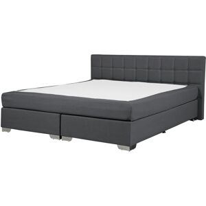 BELIANI Fabric EU Super King Size Divan Bed 6ft Dark Grey Polyester Buttoned Admiral - Grey