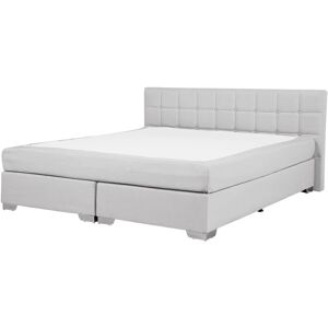 BELIANI Modern Fabric EU Super King Size Divan Bed 6ft Light Grey Linen Buttoned Admiral - Grey