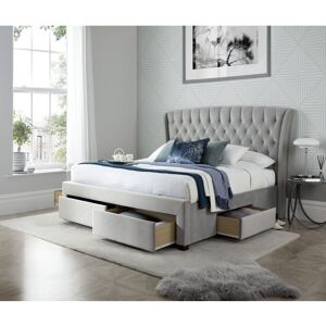 BEDMASTER Newton Grey Velvet 4 Drawer Storage Bed Double