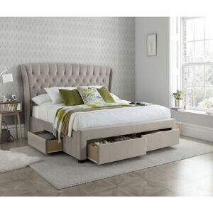 BEDMASTER Newton Warm Stone Velvet 4 Drawer Storage Bed Double