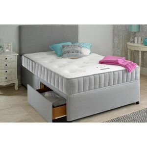 FURNITURESTOP Divan Fabric Bed with Headboard and Open Sprung Memory Foam - 4 Drawers - 6ft