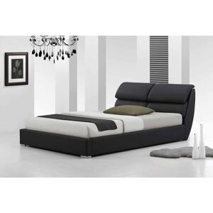 FURNITURESTOP Libretto Modern Designer Italian Faux Leather Bed - 1500 Pocket Spring Mattress - 5ft - Black