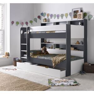 BEDMASTER Oliver Grey and White Storage Bunk Bed With Drawer