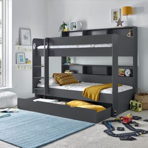 BEDMASTER Oliver Onyx Grey Storage Bunk Bed With Drawer