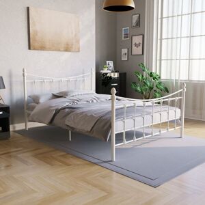 HOME DISCOUNT Paris Metal Bed Frame, White, 4ft6 Double, 190 x 135 cm