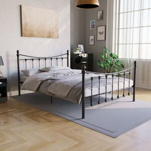 HOME DISCOUNT Paris Metal Bed Frame, Black, 4ft6 Double, 190 x 135 cm