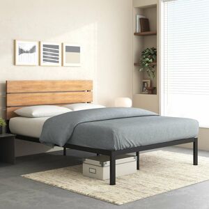 Paul Metal and Wood Double Bed with Woode Slat support - 150x200 cm Zinus