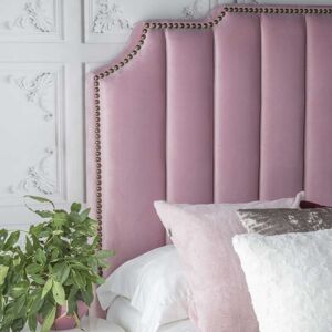 URBAN DECO Pink Fabric 5ft King Size Bed With Stripes Style Headboard- CHT-150cm-BED - pink