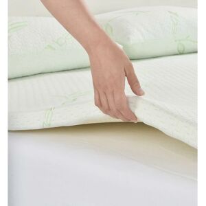 Homespace Direct - Quality Memory Foam Topper with Bamboo Cover 2cm Thick Double - White