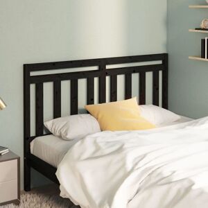 Bed Headboard Black 166x4x100 cm Solid Wood Pine - Royalton