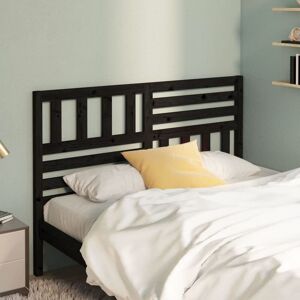 Bed Headboard Black 166x4x100 cm Solid Wood Pine - Royalton