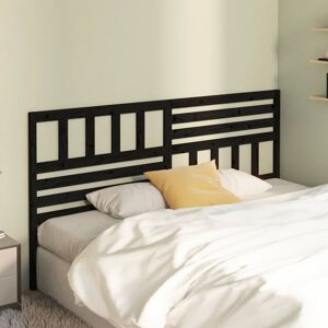 Bed Headboard Black 186x4x100 cm Solid Wood Pine - Royalton