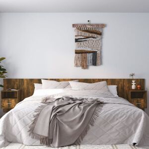 Bed Headboard with Cabinets Smoked Oak Engineered Wood - Royalton