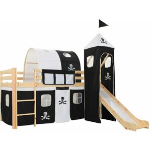 BERKFIELD HOME Royalton Children's Loft Bed Frame with Slide & Ladder Pinewood 97x208 cm