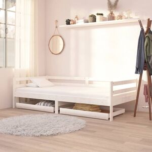 Berkfield Home - Royalton Day Bed Drawers 2 pcs White Solid Pinewood