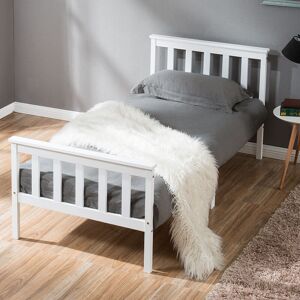 Modernluxe - Single Bed 90x190cm Wooden Bed Frame 3ft Solid Pine White