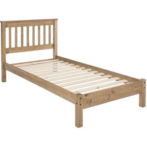 CORONA Single Bed Pine Frame 3ft Solid Wood Slatted Bedstead Bedroom Furniture Home - Brown