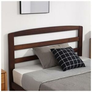 FAMIHOLLD Single-Layer Bed Head and Three Horizontal Boards Walnut Color 4FT Wooden Bed Pine Europe