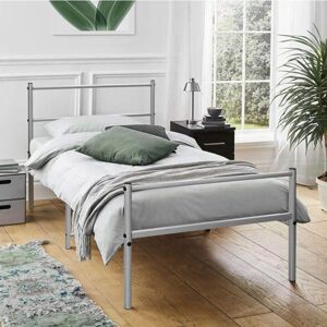 House Of Home - Single Metal Bed Extra Strong Frame Adult Childs Bedroom Silver Easy Assembly - Black