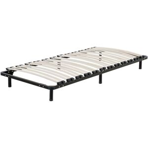 Beliani - Single Size 3ft Steel Frame Freestanding Slatted Bed Base Poplar Wood Combourg - Black