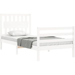 Bed Frame with Headboard White Single Solid Wood Vidaxl White